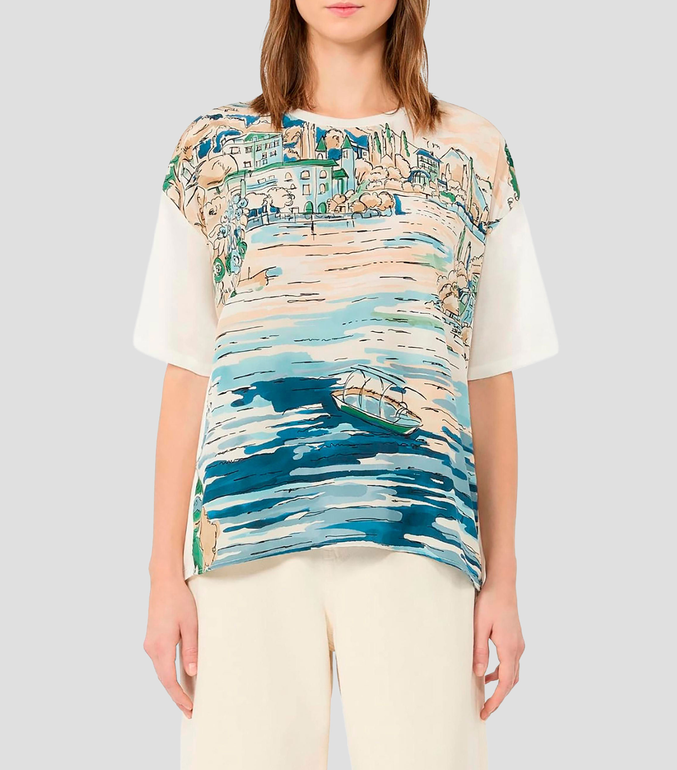Blusa estampada manga 3/4 Mujer
